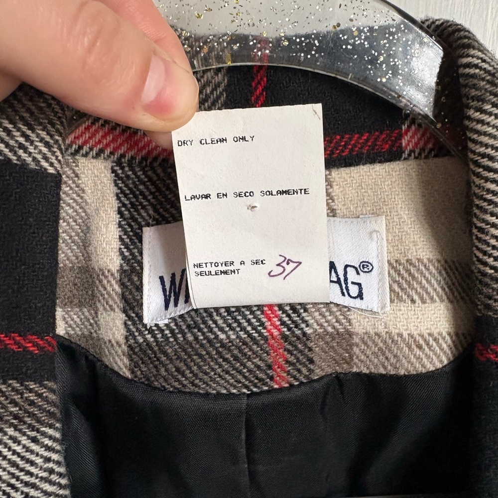 Vintage White Stag Women's Checkered Blazer - Black, Red, Cream - Picture 6 of 7